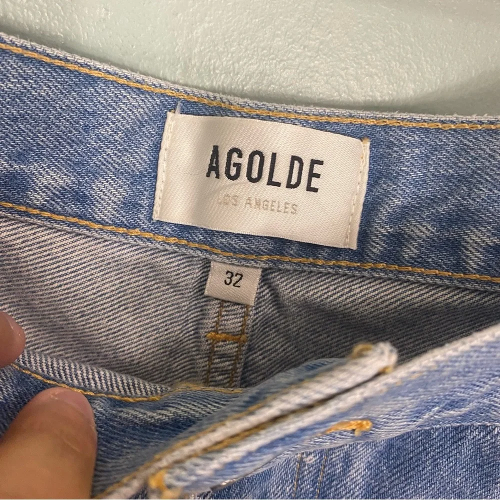 Agolde NWOT Parker Long Short Distressed‎ Denim Blue Size 32 Swapmeet